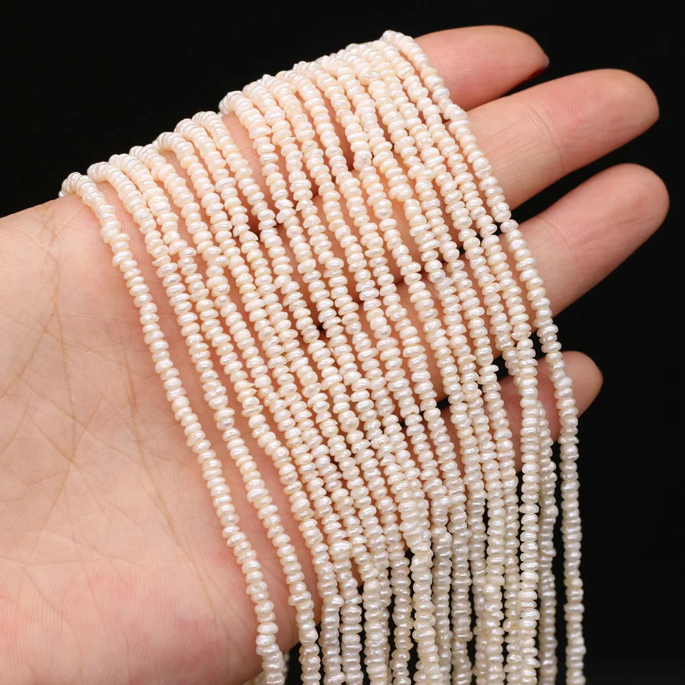 Fine 100% Natural Freshwater Pearl Flat Shape Beads For Jewelry Making DIY Bracelet Necklace Earrings Accessories Size 2-2.5mm