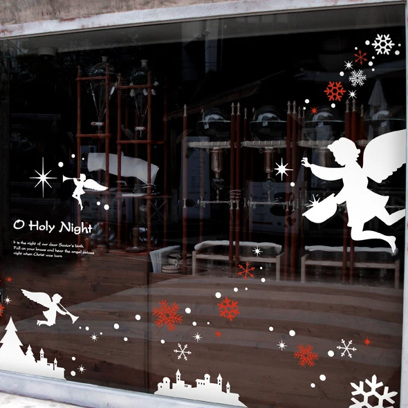 

Large Christmas Angel Sticker X mas Decal Posters Vinyl Wall Decals Decor Mural Glass Shop Window Home Decoration