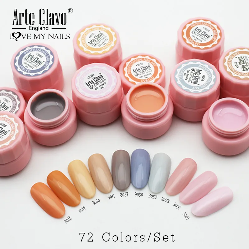 

Arte Clavo 72 Colors/Set Painting Gel Nail Polish Hybird Design Of Nail Art Lacquer DIY UV LED Line Drawing Soak Off Gel Paint