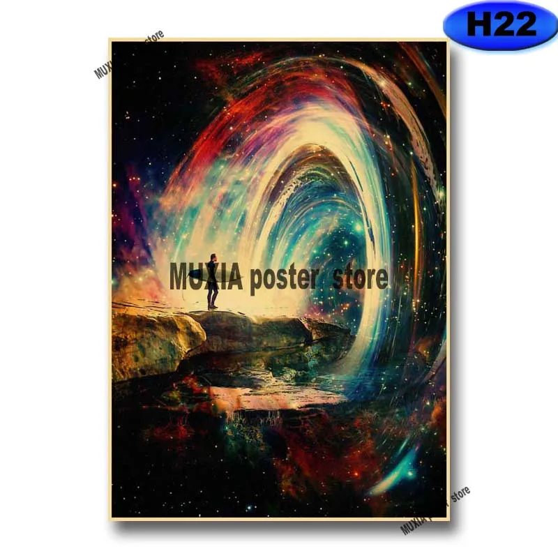 Постеры "Космос Звездное Небо Галактика" эстетические ретро, изготовленные из крафт-бумаги, с изображением космических снов, для декора дома, комнаты, бара, искусство и рисунки на стенах.