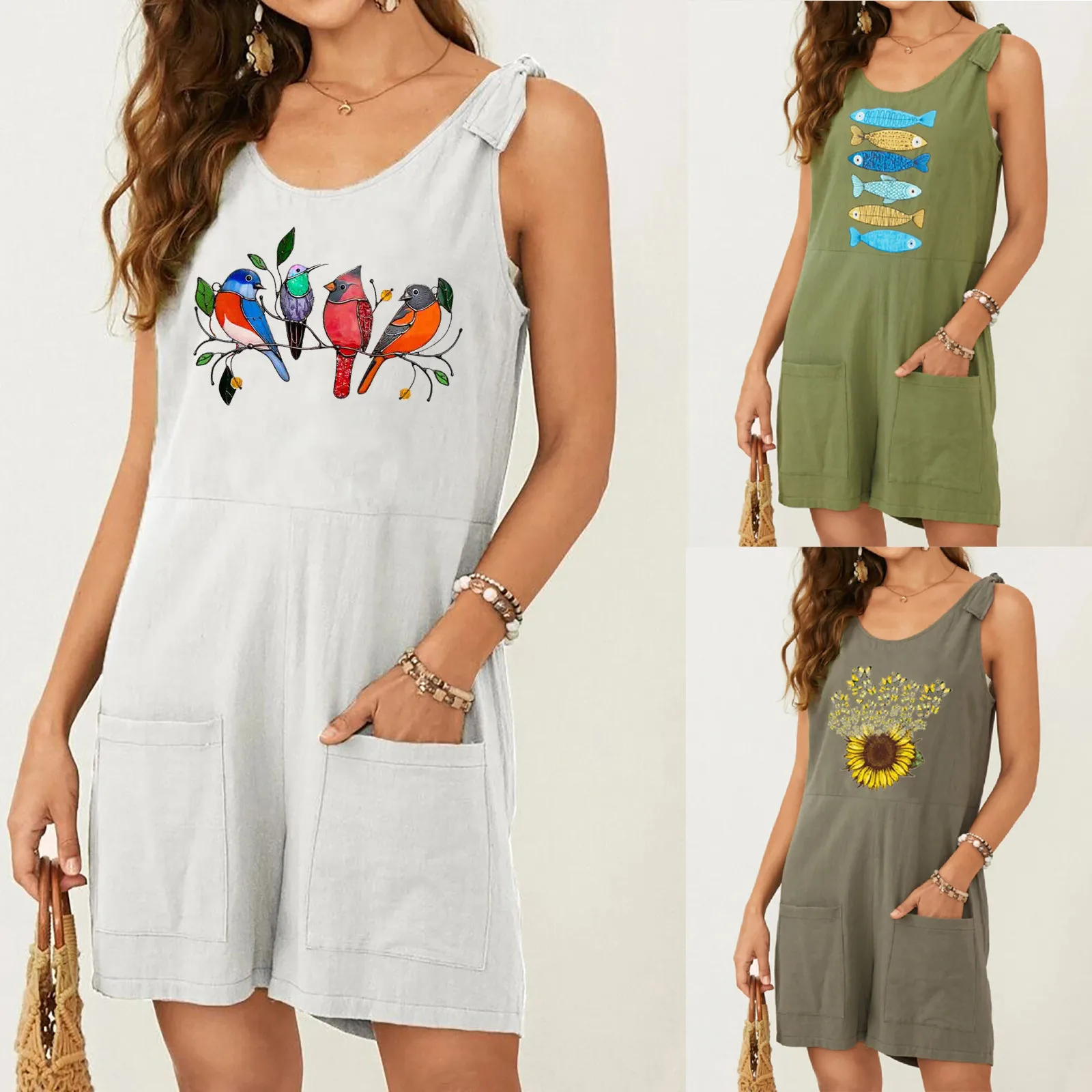 

Fashion Casual Playsuit Women 2021 Summer New Elegant Short Jumpsuit Overalls Pocket Loose Suspender Short Jumpsuits macacao