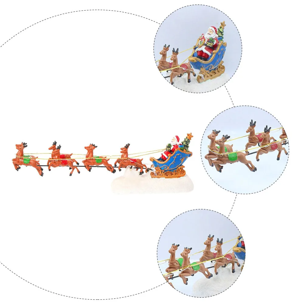 

1PC Resin Christmas Decoration Gift Luminous Deer Cart Xmas Ornament