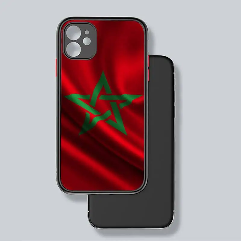 

Morocco Flag Coat Of Arms Phone Case For iphone 12 11 8 7 plus mini x xs xr pro max matte transparent cover