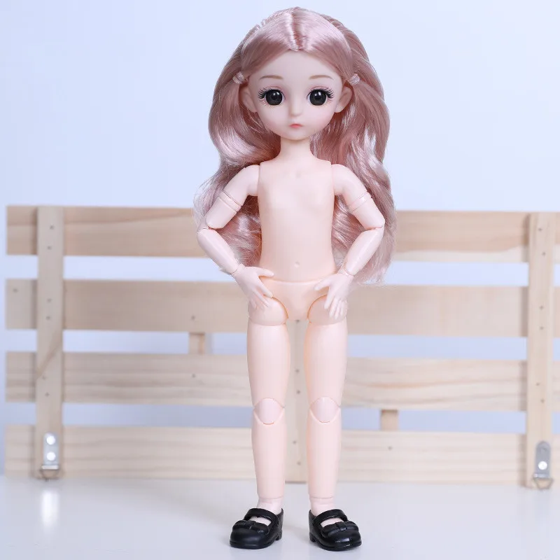 

New 30cm Bjd Doll Movable Joints 3D Eye Makeup Exquisite 12 Inch Long Hair Fashion Plastic Nude Doll Girl Toy Gift