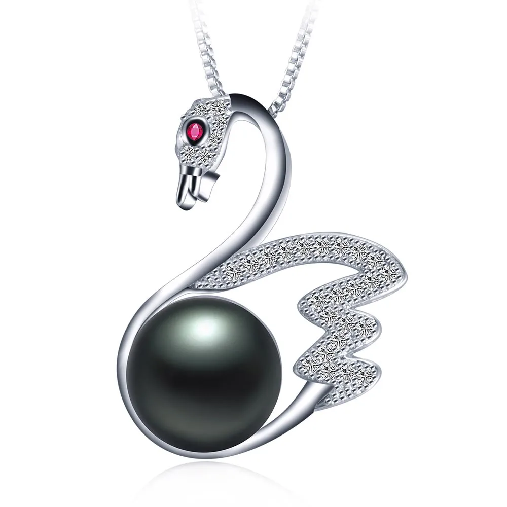 

Fashion Swan Shape Zircon 925 Sterling Silver Pendant For Gilrs Genuine Natural Freshwater Pearl Party Birthday Jewelry Gifts