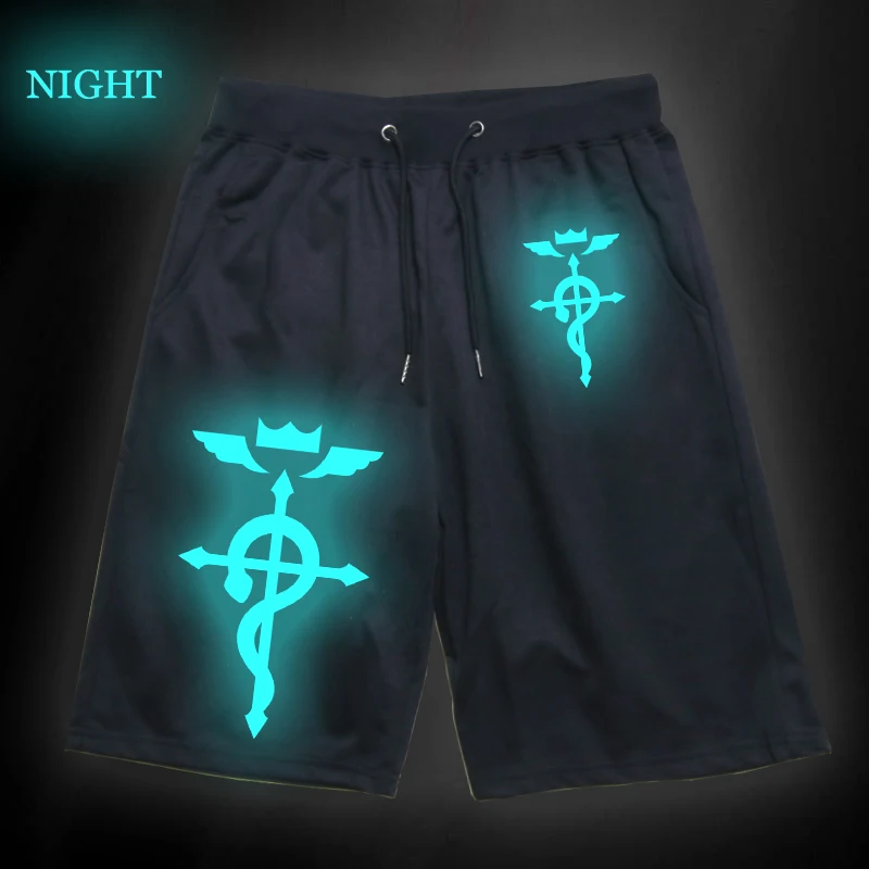 

Fashion Sports Sweat Breathable Pants Students Fullmetal Alchemist Luminous Cotton Sports Short Pants Jogger Jogging Short Pants