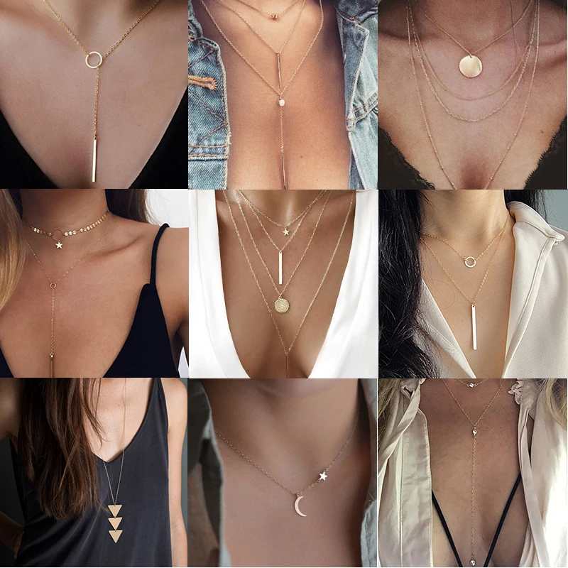 

Sexy Crystal Heart Choker Necklace for Women Necklace Pendant Moon Sta on neck Chocker Necklace Jewelry Gift