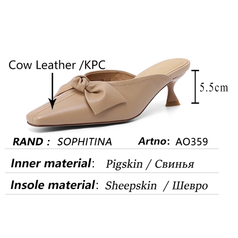 

SOPHITINA Women Shoes Fashion Butterfly-Knot Genuine Leather Handmade Shoes All-Match Comfort TPR Leisure Lady Slippers AO359