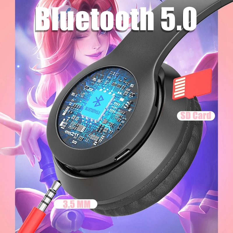 Беспроводные наушники с кошачьими ушками и микрофоном Bluetooth светильник |