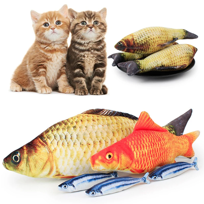 

Cat Simulation Fish Pet Pillow Dolls Interactive Cat Toy 18cm Moving Floppy Wagging Catnip Chew Bite Kitten Teaser Pet Supplies