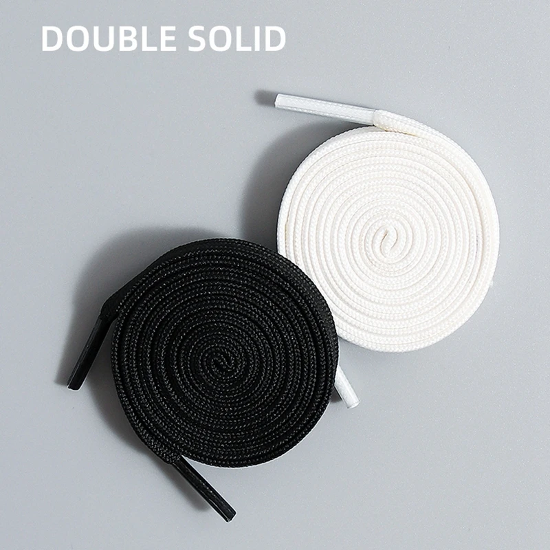 1 Pair Black White Shoe Laces Flat Double Woven Anti-slip Polyester Shoelaces Sports Casual White Shoes Classic Shoelace