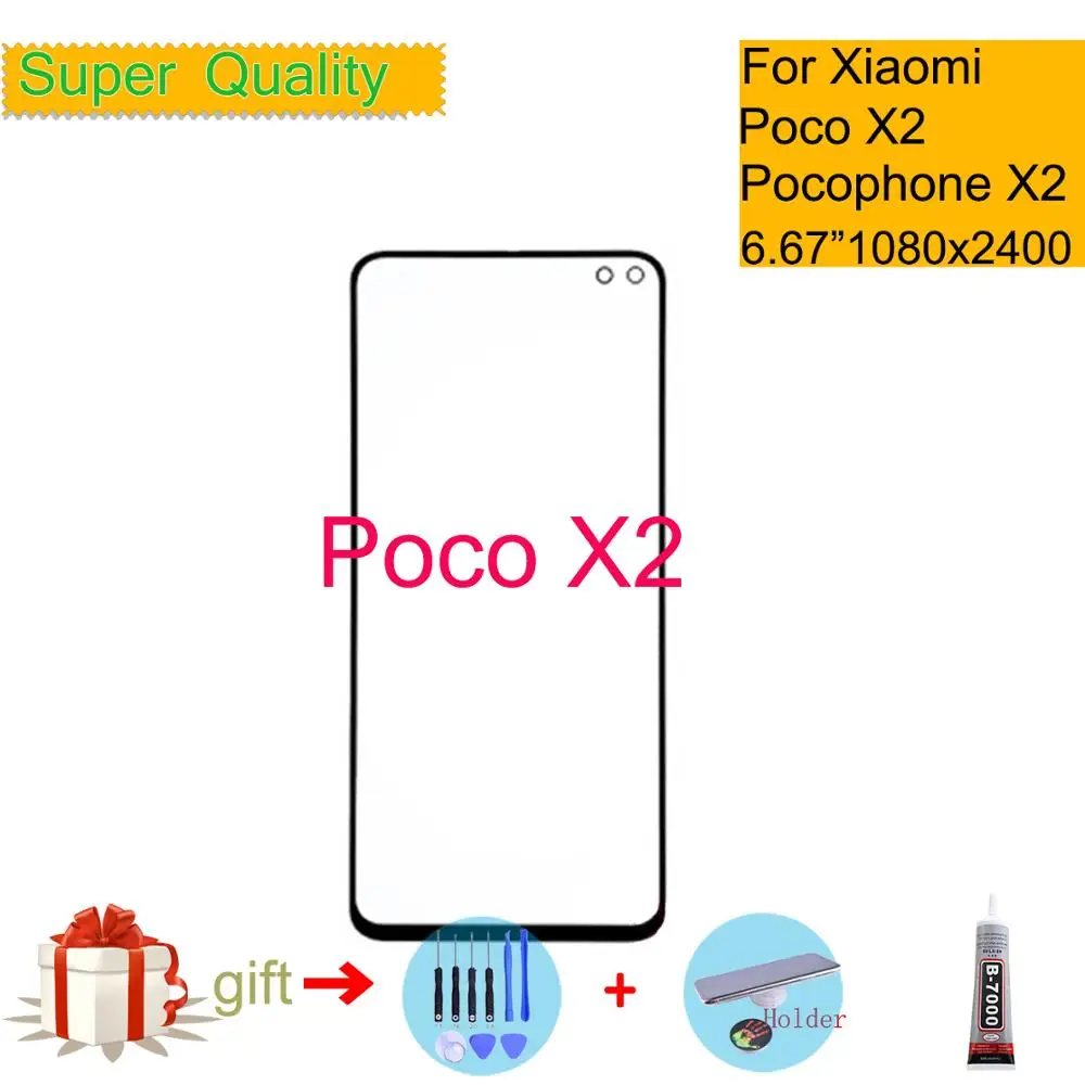

6.67" For Xiaomi Poco X2 Touch Screen Panel Front Outer Glass Lens For Xiaomi Poco X2 LCD Glass Front Replacement
