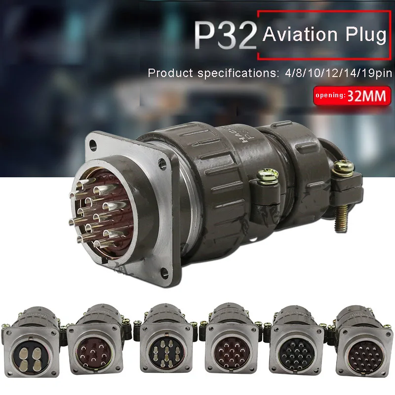 Авиационный разъем P32 Штекерный 4 контакта 8 контактов 10 12 14 19 32 м металлические