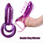 Двойной пенис кольца-Вибраторы интимные игрушки для женщин Стимулятор клитора коккольцо мужской дилдо страпон пуля Вибрирующая интимные товары