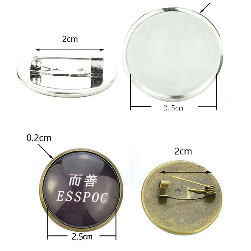 

Two Different Colors 12 Constellation Zodiac Brooch Pins Glass Cabochon Dome Copper-Plated Silver Men's Women's Brooches Jewelry