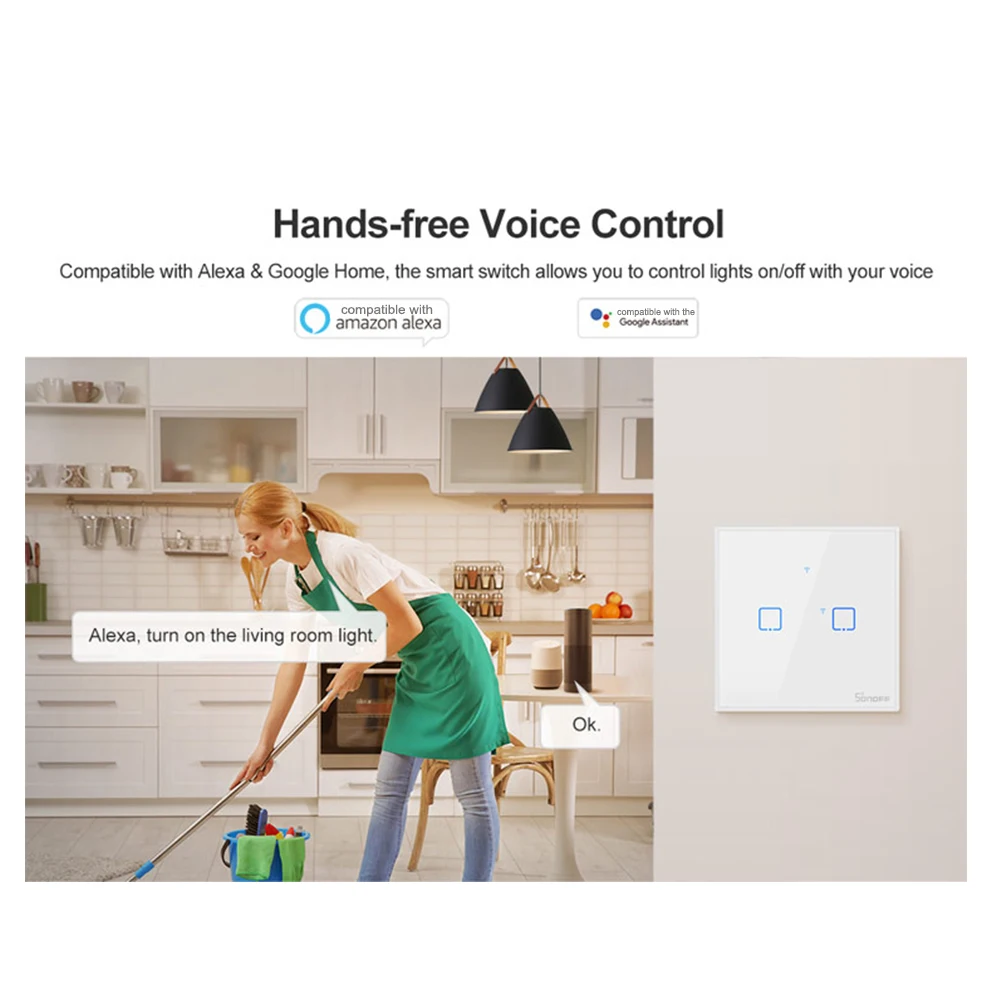SONOFF WI-FI настенный выключатель 1/2/3 интеллигентая(ый) переключатель TX серия РЧ пульт дистанционного управления, настольная лампа, светодиодная лампа светильник переключатель умный дом Настенные переключатели