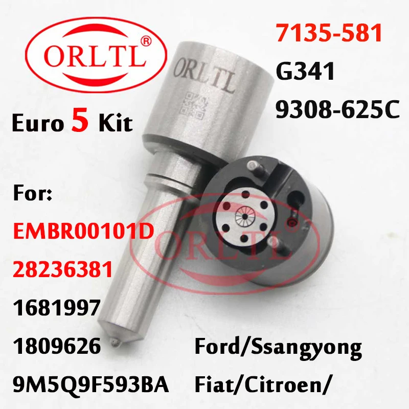 

7135-581 Injector Kit Nozzle L341PRD Valve 9308-625C For EMBR00101D 28236381 9686191080 96 861 910 80 for Ssangyong Ford FIAT