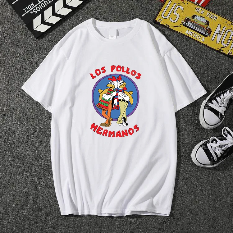 HIPFANDI, Мужская модная рубашка, LOS POLLOS футболка с надписью Hermanos Chicken Brothers, короткий рукав, хипстер,, топы