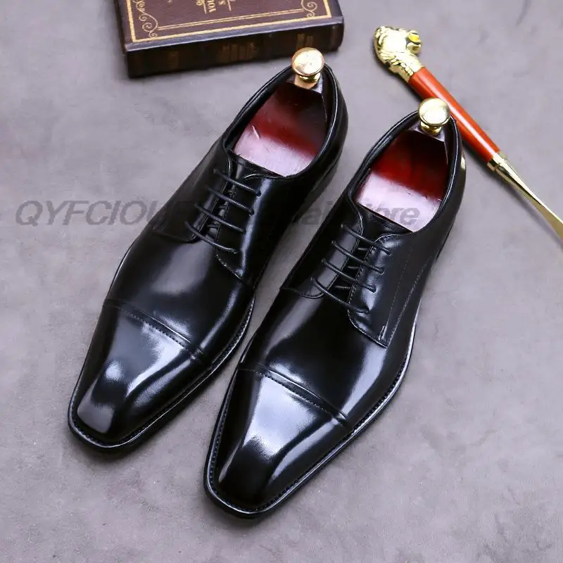 

Туфли-оксфорды мужские из натуральной кожи, роскошные брендовые дизайнерские, на шнуровке, Классическая деловая офисная обувь, черные кори...