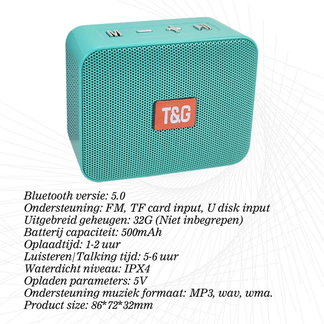 TG166 Portable Small Outdoor Speaker Wireless Bluetooth-compatible FM Radio Music Column Subwoofer Speaker Supports USB TF Card 4