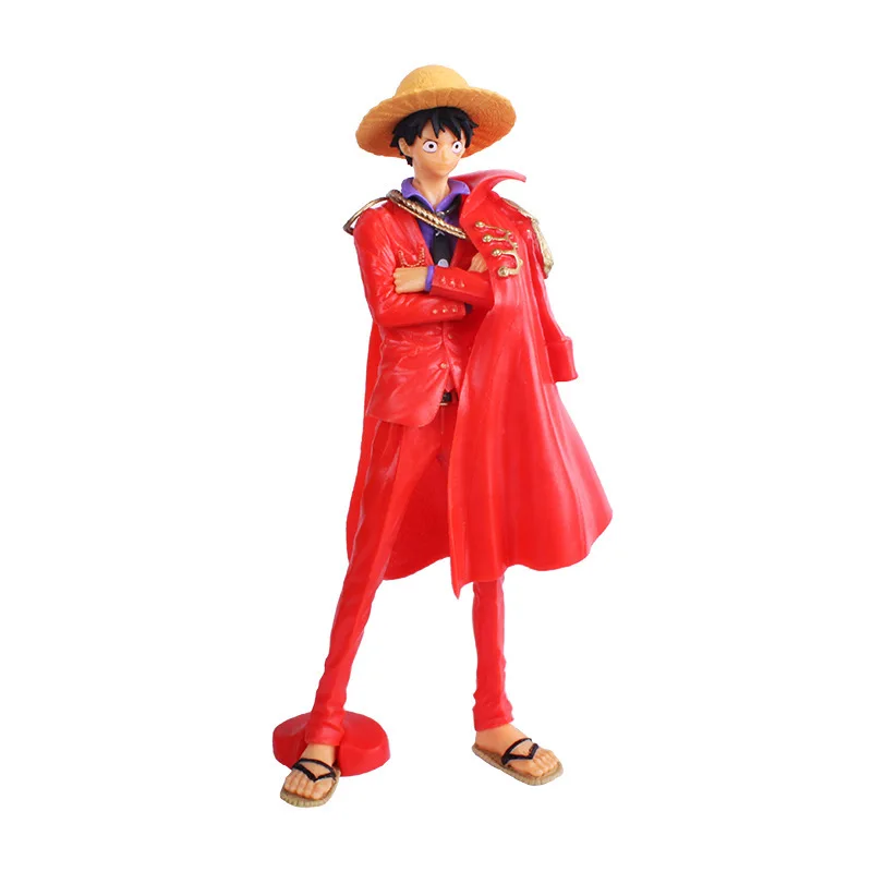 25CM One Piece Luffy Anime 20th Red Black Action Figure PVC Q Version Statue Collection Model Toys for Kids Figurine | Игрушки и хобби