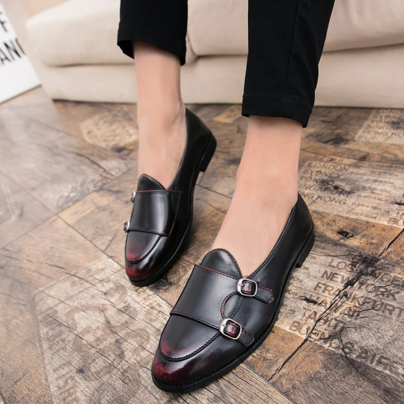Heels Shoes Pointed Man Casual Footwear Banquet Loafers for Men Plus Sizes Sneakers Leather Slip-on Shoe Black Dres T | Обувь