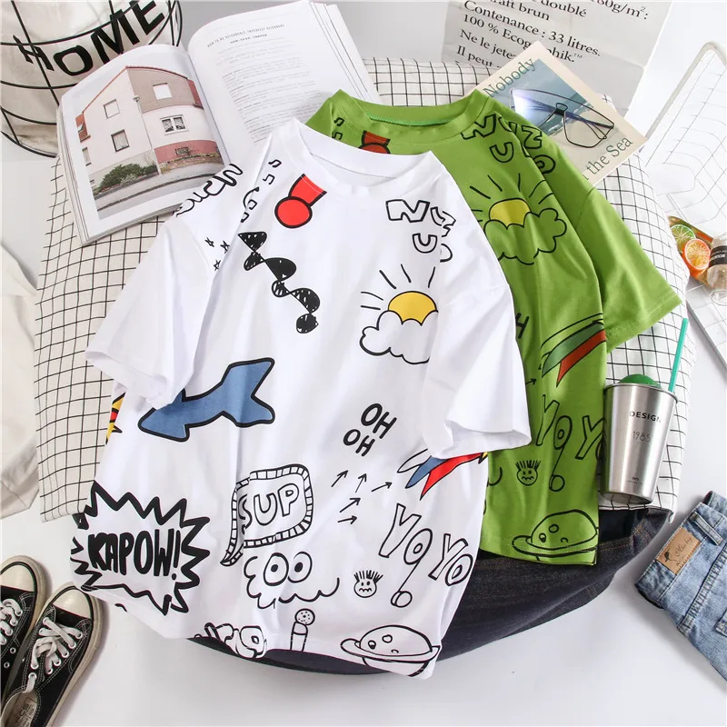 

NEEDBO летняя футболка Женские футболки оверсайз женские футболки с коротким рукавом Camiseta Harajuku корейский стиль футболки для женщин повседневные топы