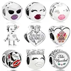 Bella Bot Feliz с утолщённой меховой опушкой, поцелуй Вишневый блеск принцессы смайлик гламурный поцелуй Подвески браслет шарма бусины из стерлингового серебра 925 ювелирные изделия