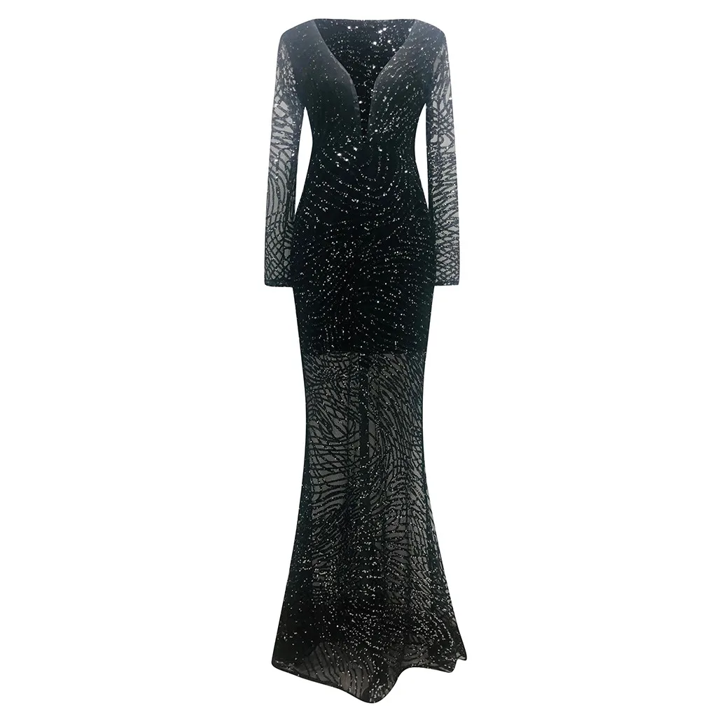 Эластичные вечерние платья с блестками длина до пола v-образный вырез длинные
