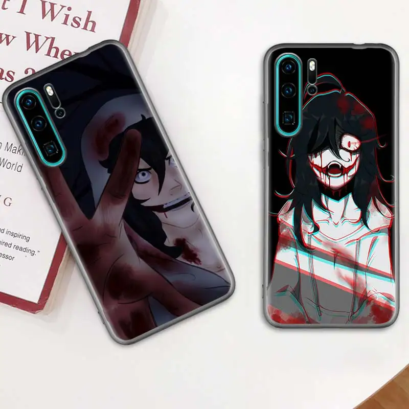 

Anime Jeff The Killer Case for Huawei P20 P40 Lite E P30 Pro P10 P9 P Smart Z Plus 2019 Black Phone Silicone Cover Shell