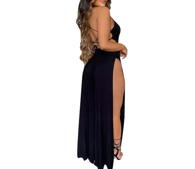 

2021 Summer New Style,fashionable Women's Wear,sexy Hollow Out,nightclub Tight Open Back Jumpsuit,split,bandage,loose,black,