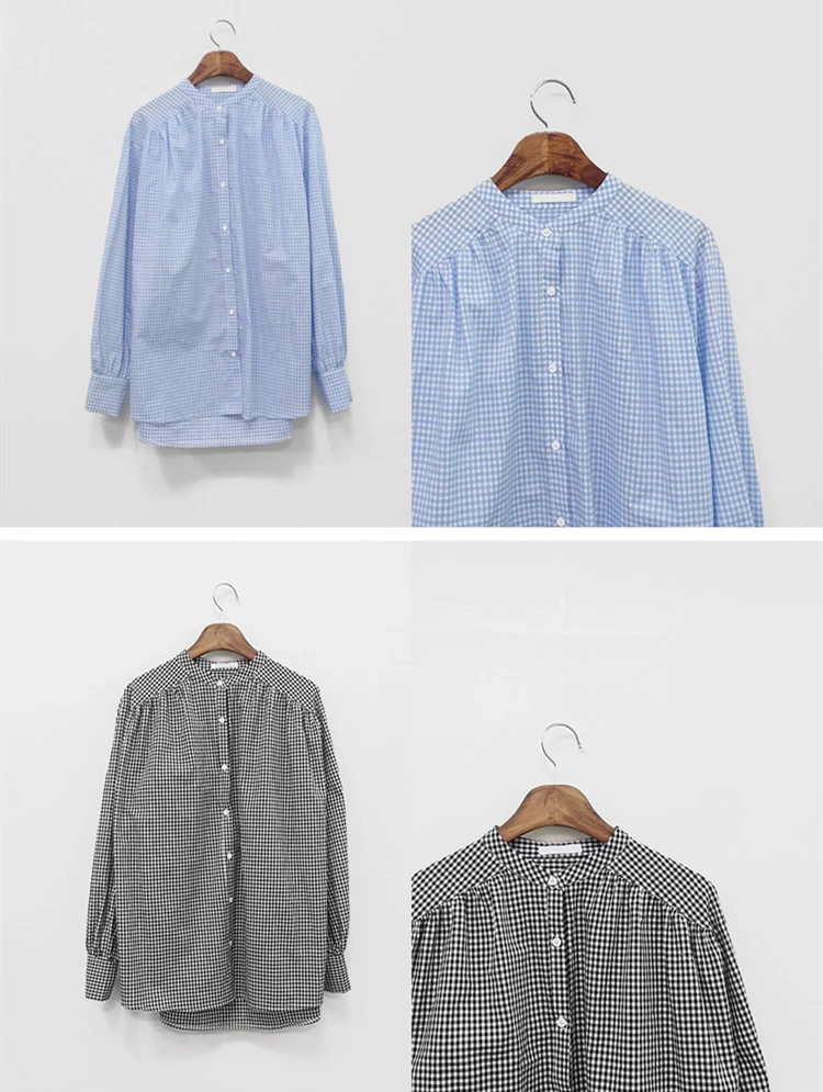 Женская блузка в клетку Повседневная модная однобортная свободная