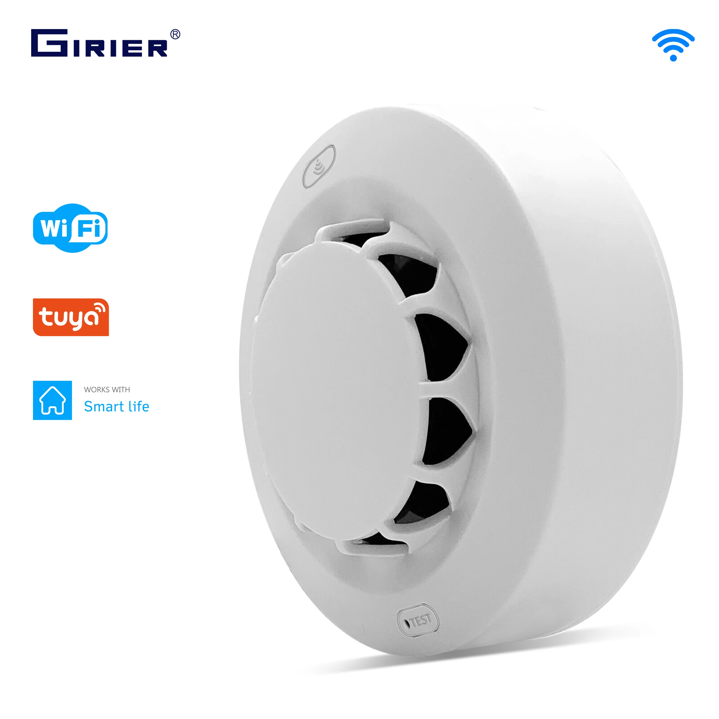 GIRIER Tuya Wifi Smart Smoke Fire Alarm Detector Sensor with Battery Operated for Home Security System Works Life App | Электроника