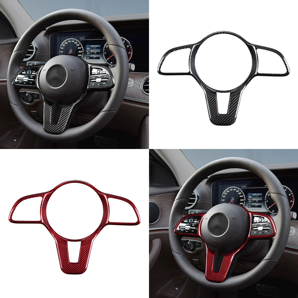 

Real Carbon Fiber Steering Wheel Button Frame Sticker Trim for Mercedes Benz W177 W247 W205 W213 X247 C257 X253 2018-2020