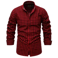 2022 spring summer cotton plaid shirt casual slim fit male shirt long sleeve high quality mens social shirt dress shirts tops