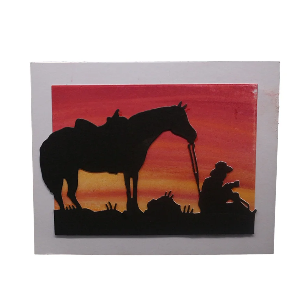 Металлические Вырубные штампы старый человек и лошадь для рукоделия