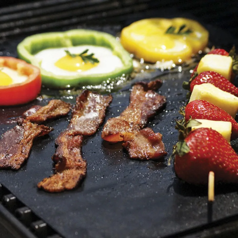 

3Pcs Bag BBQ Black Non-stick Barbecue Mat Washable Reusable Outdoor Picnic Portable Barbecue Accessories 40X33CM