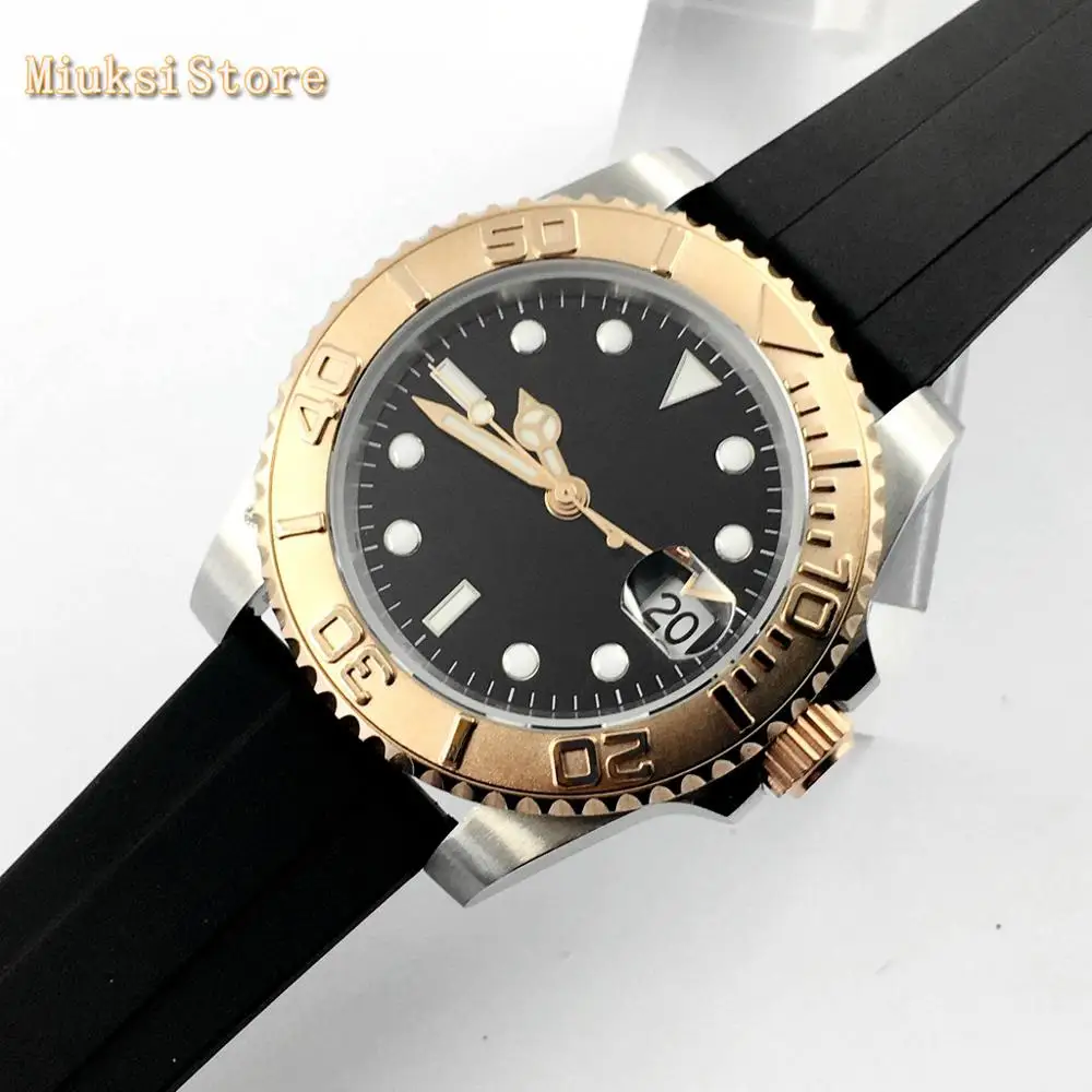 Мужские часы 40 мм сапфировое стекло нержавеющая сталь Безель черный стерильный