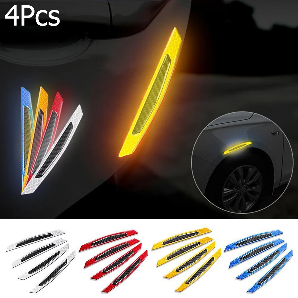 4 шт. 5D волокна обод колеса автомобиля Углерода Бровей Светоотражающие