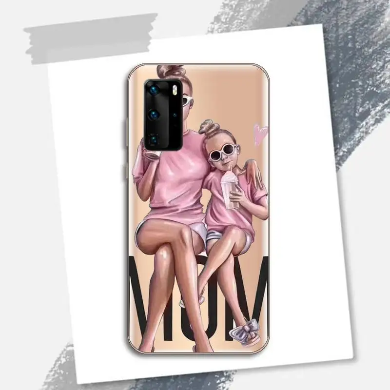 

Baby Super Mom Girl Phone Case Transparent for Huawei P honor 8 10i 20 30 40 smart 2019