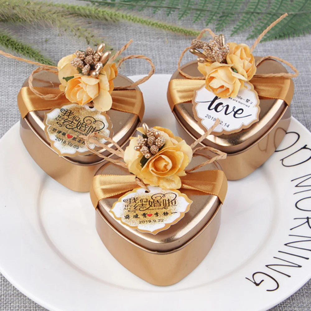 

Wedding Party Favor Gift Love Heart Shape Metal Candy Box Party Decor Valentine's Day Gift Box Festival Holiday Gift
