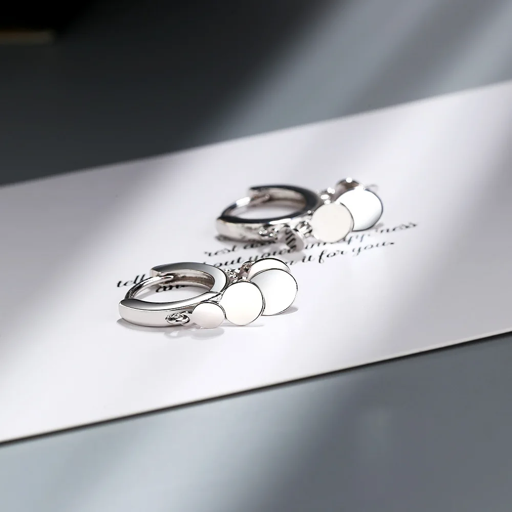Крошечный модного серебристого цвета круглые серьги капли Роскошные личности в