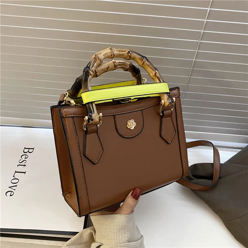 

Trendy 2021 Retro Bamboo Handle Small Tote Handbags For Women Famous Brand Designer High Quality Ladies Shoulder Crossbody Bags
