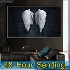 Картина на холсте Черно-белая Крылья Ангела из перьев абстрактная Художественная печать Декор для гостиной настенные картины плакат и принты