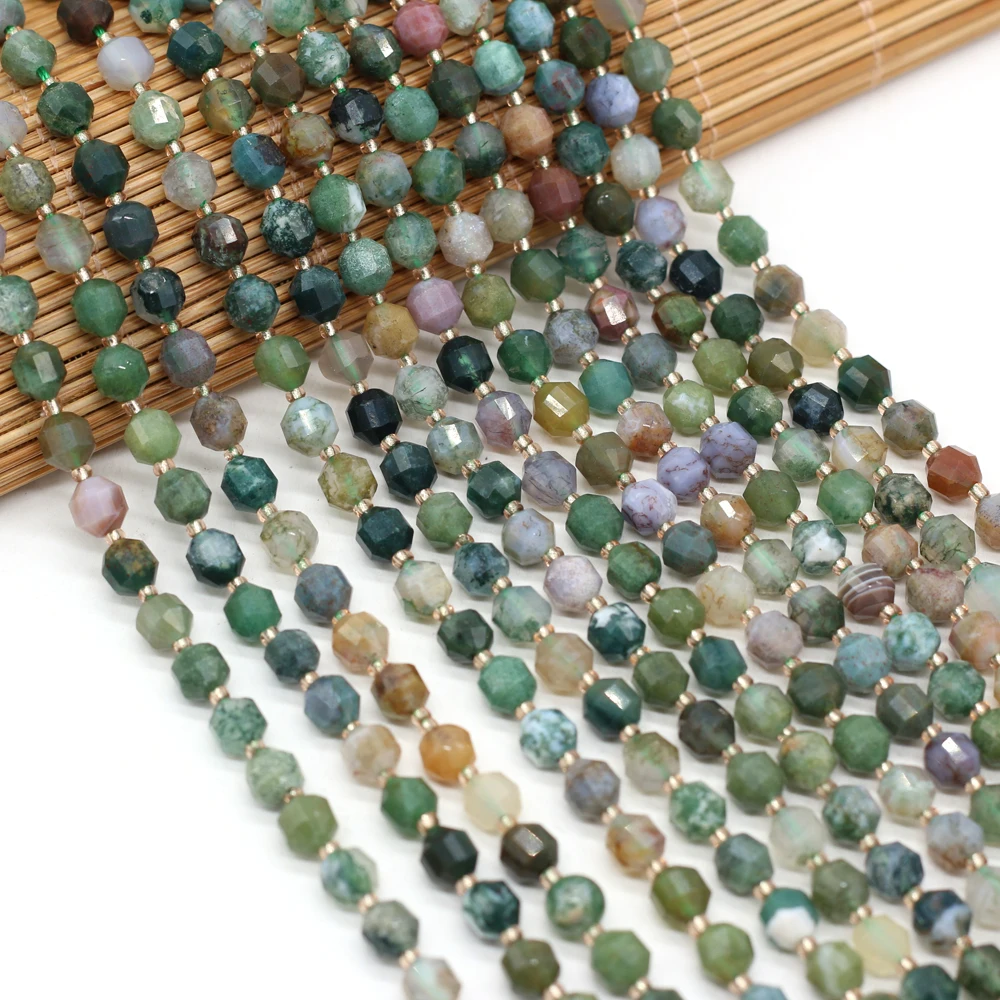 

Natural Stone Semi-precious Stones India Agate Faceted Bead DIY Ladies Necklace Bracelet Making Exquisite Jewelry Gifts