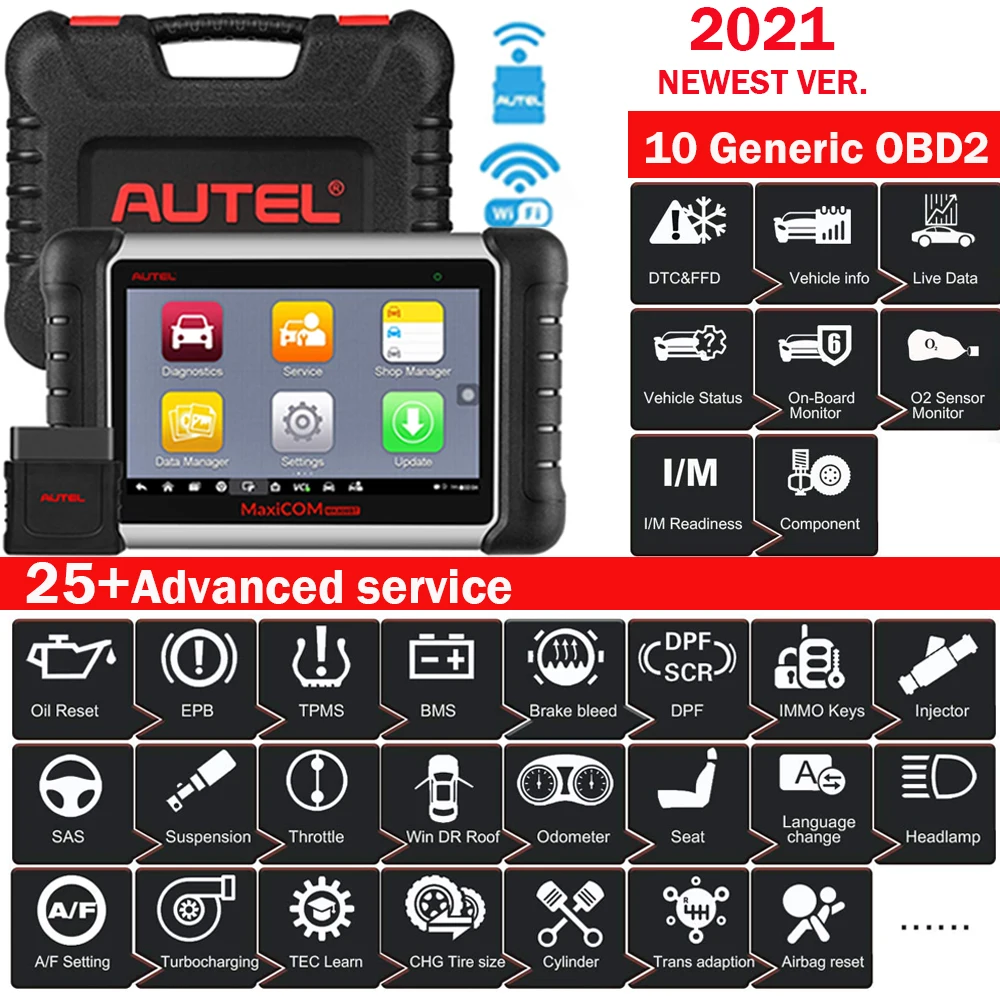 Autel MaxiCOM MK808BT все системы автомобильный диагностический инструмент TPMS