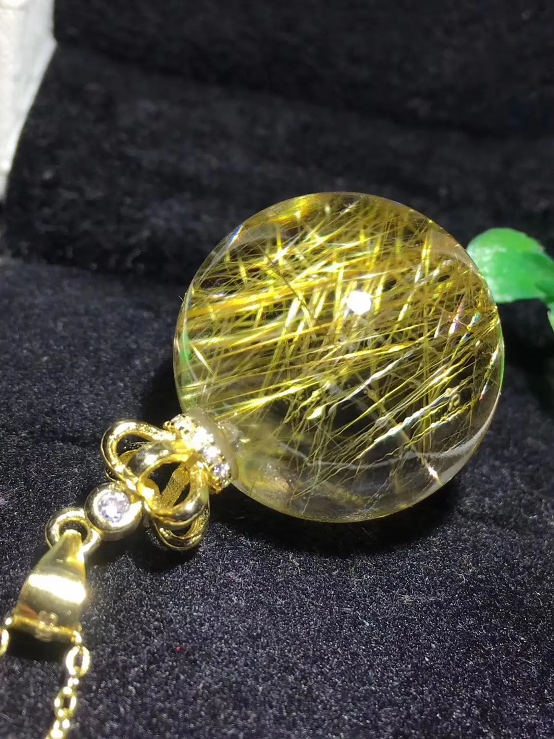 Натуральный Золотой рутилированный кварц ожерелье кулон 20 мм круглый Shpere