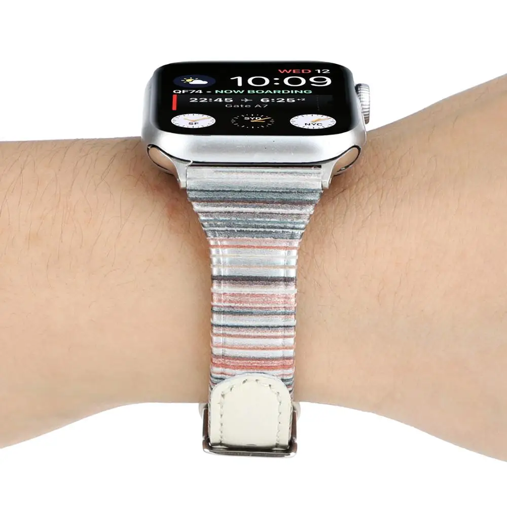 Заменитель кожаного спортивный ремешок 38/42/44/40 мм для Apple Watch версии 5 4 3 2 1 браслет