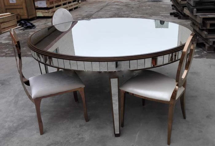 

Овальный зеркальный обеденный стол из нержавеющей стали с закаленным стеклом для свадьбы