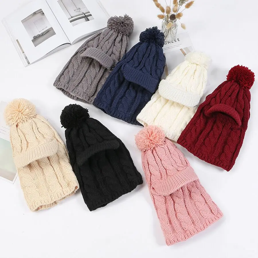 Winter Hat Women girl Warm Skullies Beanies Hat Face Neck Protection Balaclava Mask Gorras Bonnet Knitted Hat Ski Cap